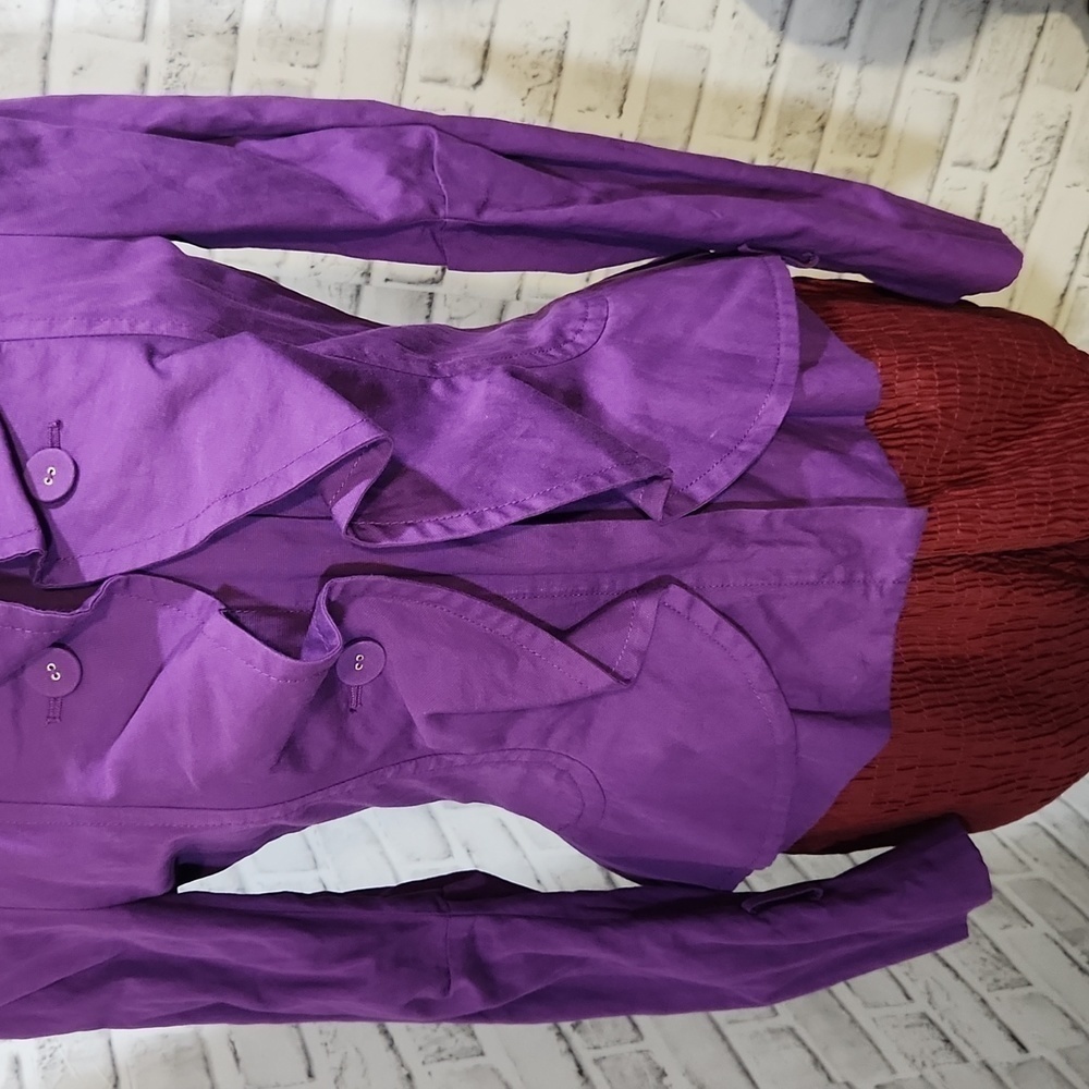 BCBGMaxAzria Purple Ruffle Front Jacket - Picture 5 of 12
